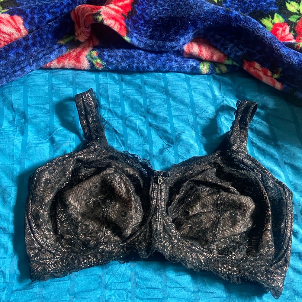 Curvy Couture Elegant Black Lace Bra